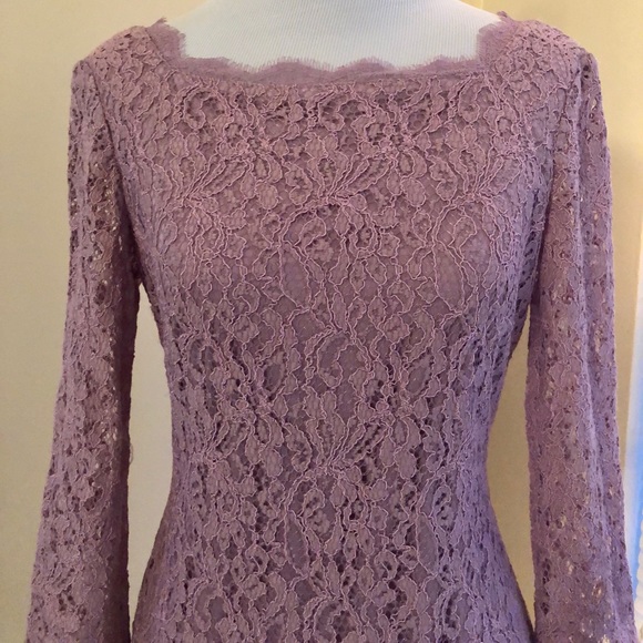 Adrianna Papell Lilac Sheath Lace Dress - Picture 4 of 8
